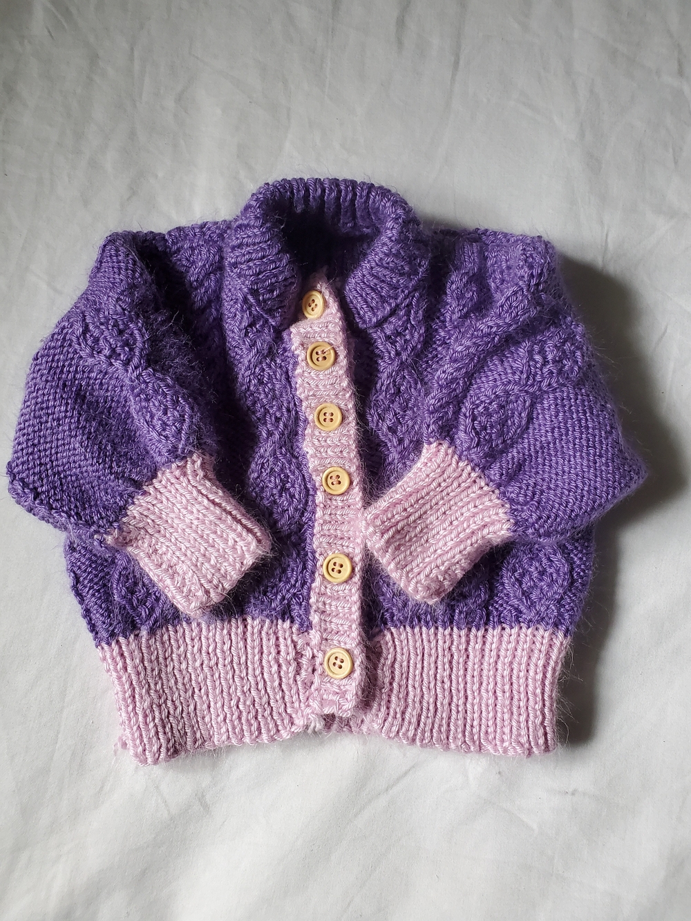Hand Knit Cable Knit Sweater - Cardigan For Baby.
